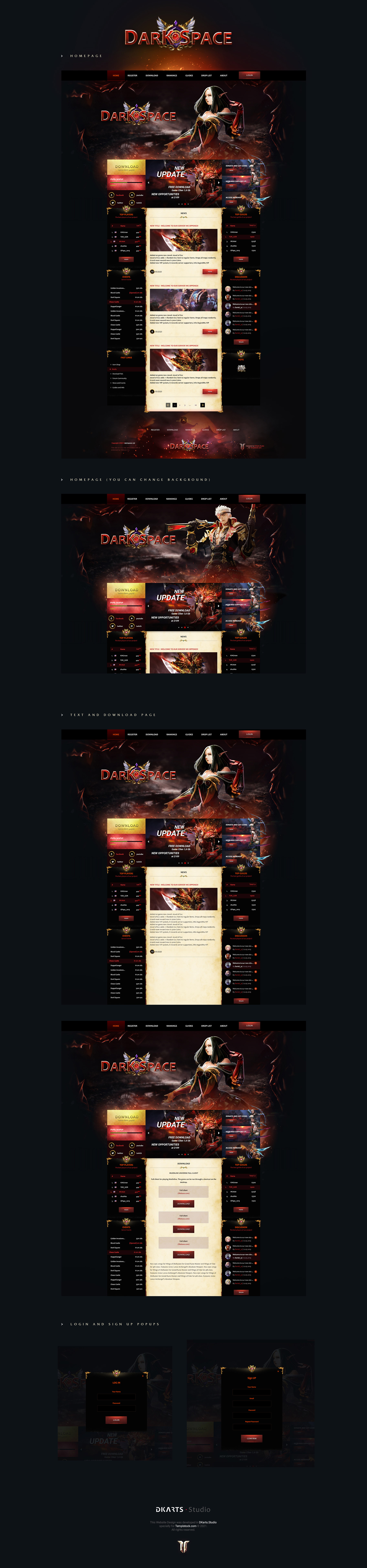 Mu Dark Space Game Website Template